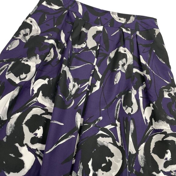 Ann Taylor Petite Floral Pleated Purple Skirt Y2K Vintage Size 4 Petite - Picture 2 of 6